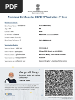 Provisional Certificate For COVID-19 Vaccination - 1 Dose: Beneficiary Details