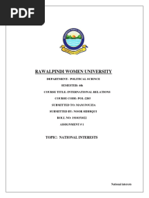 Assignment 1 (National Interests)
