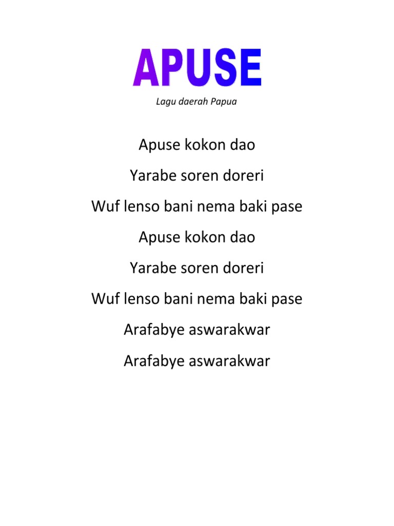 Lagu Daerah Papua Pdf