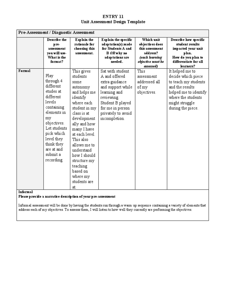 Unit Assessment Design Template Guide | PDF | Educational Assessment ...