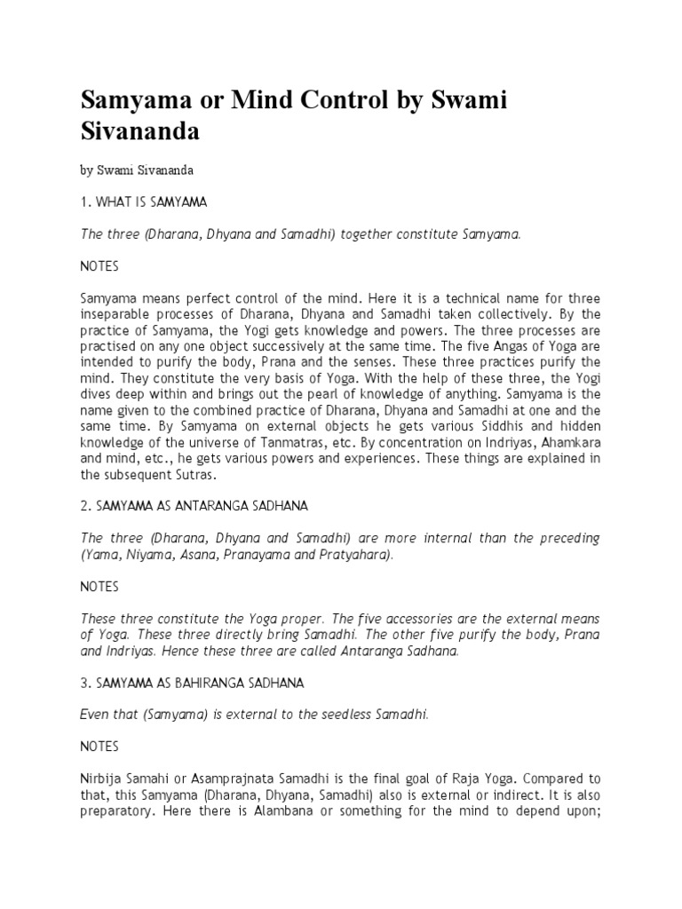 Understanding Samyama in Yoga | PDF | Yoga | Indian Philosophy
