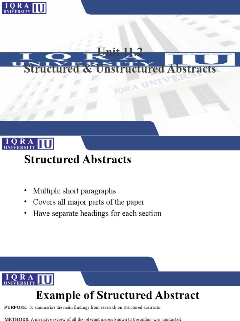 Unit 11. 2 Structured and Unstructured Abstracts | PDF | Abstract ...