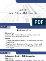 Unit 14.1 Apa 7 Style - Reference List