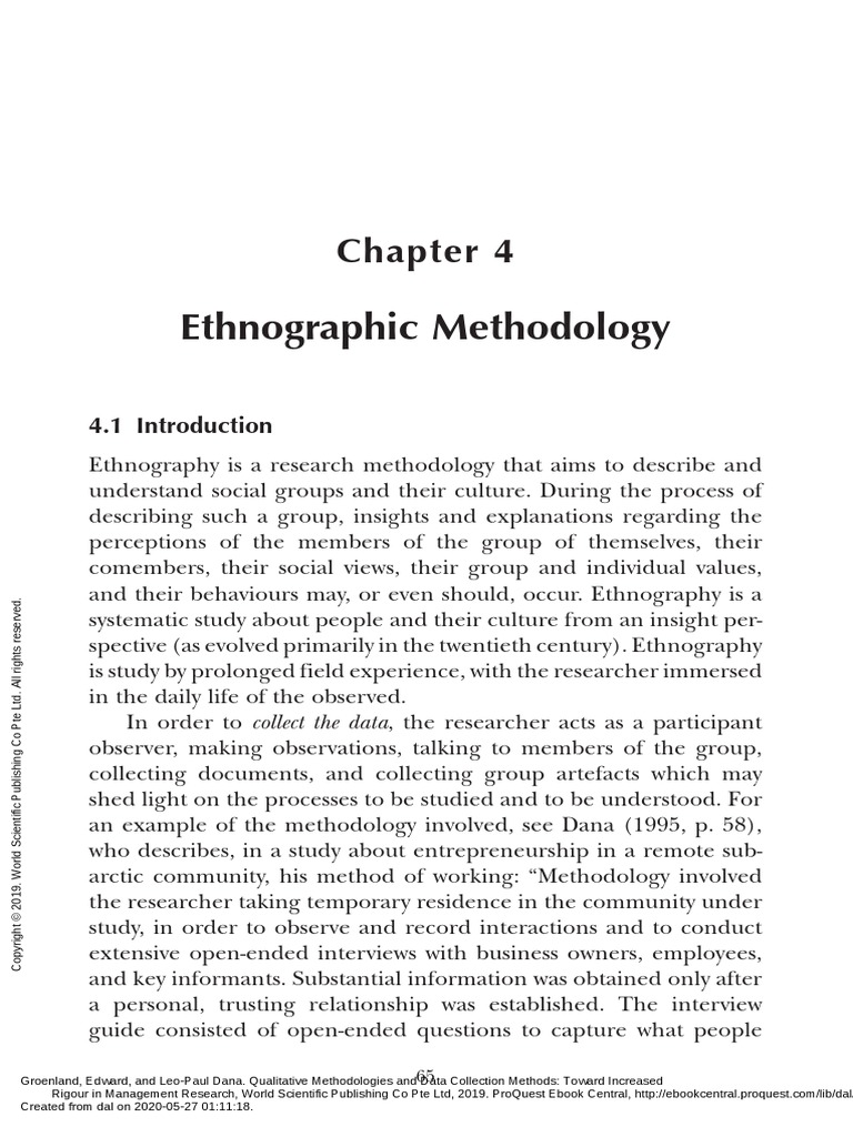 Ethnographic Methodology b3626 Qualitative Methodologies and Data