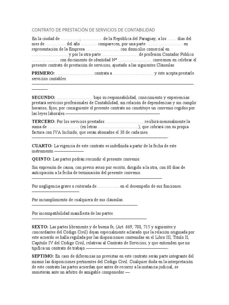 Contrato de Servicios Contables | PDF | Voluntad y testamento | Herencia