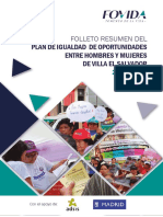 Folleto Resumen Del Plan de Igualdad de Oportunidades Entre Hombre y Mujeres de Villa El Salvador 2009 2021