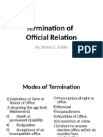 Termination of Official Relations