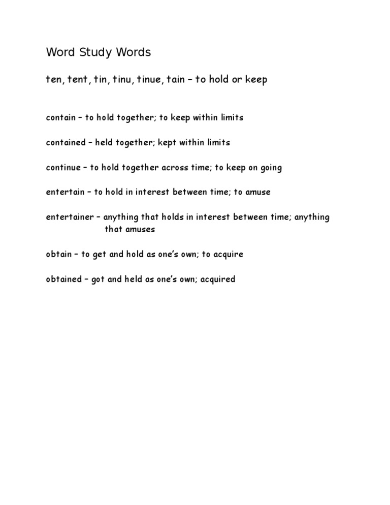 Ten Words with Root 