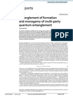 Entanglement of Formation and Monogamy of Multi Party Quantum Entanglement