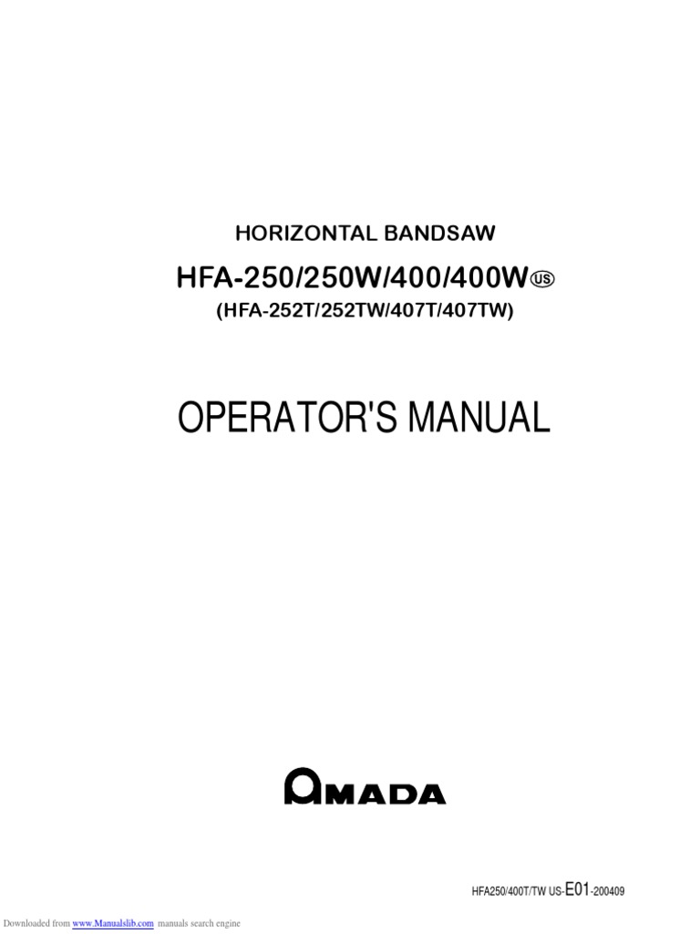 Operator'S Manual: HFA-250/250W/400/400W | PDF | Oil | Magnesium