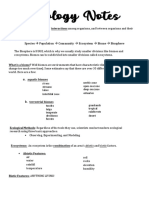 Ecology Notes: Species Population Community Ecosystem Biome Biosphere