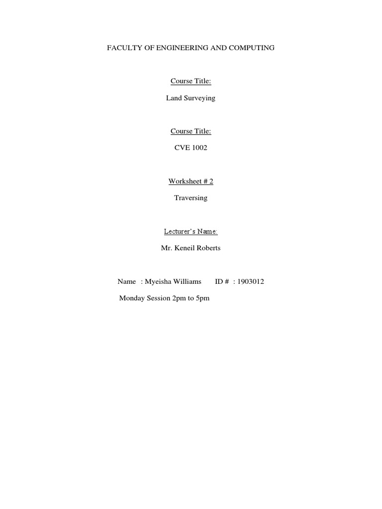 Worksheet 2 Land Survey | PDF