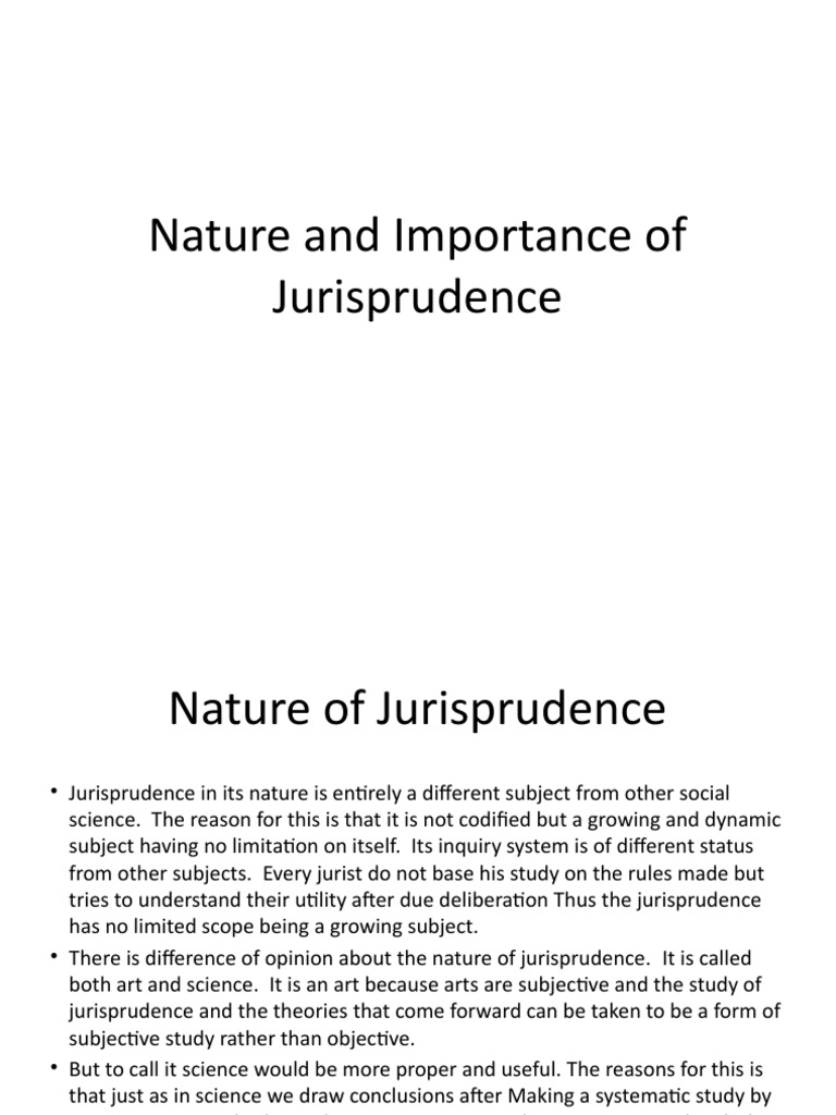 Nature and Importance of Jurisprudence | PDF | Jurisprudence | Theory