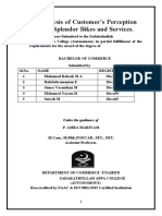 An Analysis of Customer's Perception Towards Splendor Bikes and Services