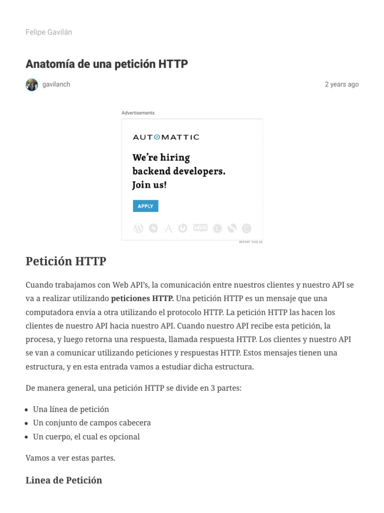 Anatomía de una petición y respuesta HTTP | PDF | Protocolo de ...