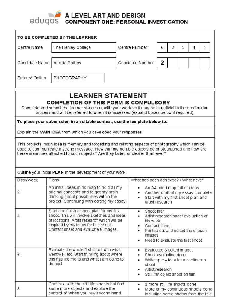 A Level Art Personal Investigation: Memory | PDF | Memory | Experiment