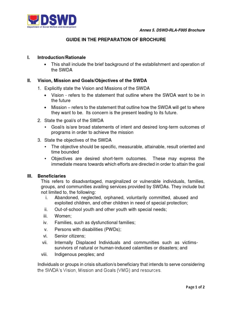 DSWD SWDA Vision and Goals Overview | PDF | Goal | Human Nature