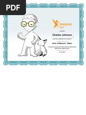 Imagine Math Lesson Completion Certificate