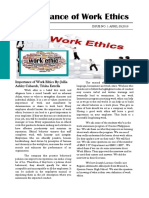 Importance of Work Ethics: VOLUME ISSUE NO. 1 APRIL 29,2019