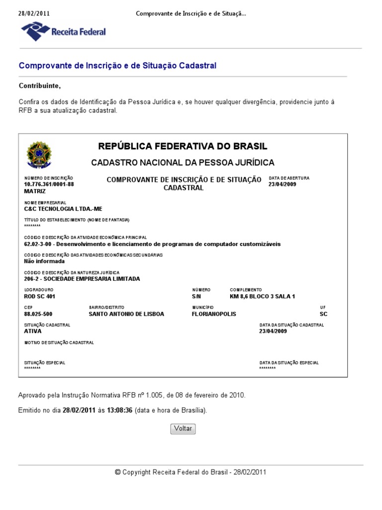 Comprovante de inscri o e de situa o cadastral impress o 2 pdf