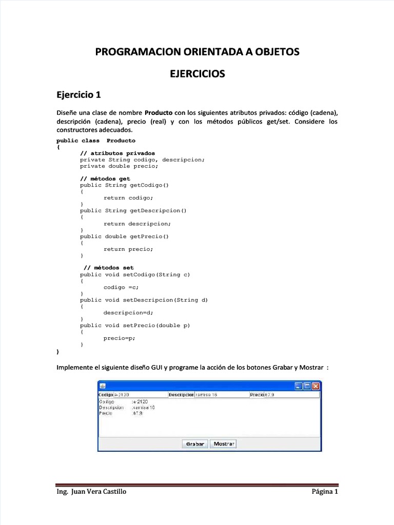 Pdf Ejercicios Poo Dl Pdf Constructor Programación Orientada A