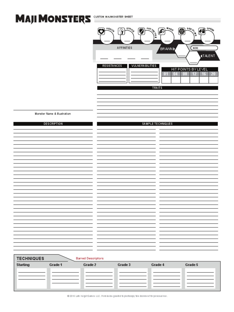 MajiMonsters Custom Monster Template - Print | PDF