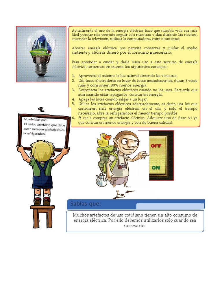 Ahorro de Energía Eléctrica para Niños | PDF | Energía y recursos ...