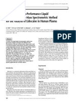 Validation of High-Performance Liquid Chromatographic-Mass Spectrometric Method For The Analysis of Lidocaine in Human Plasma