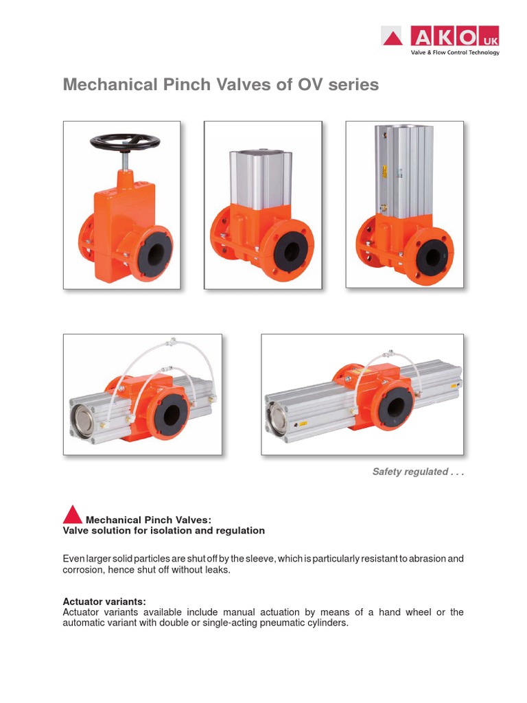 Mechanical Pinch Valves of OV Series PDF Valve Actuator