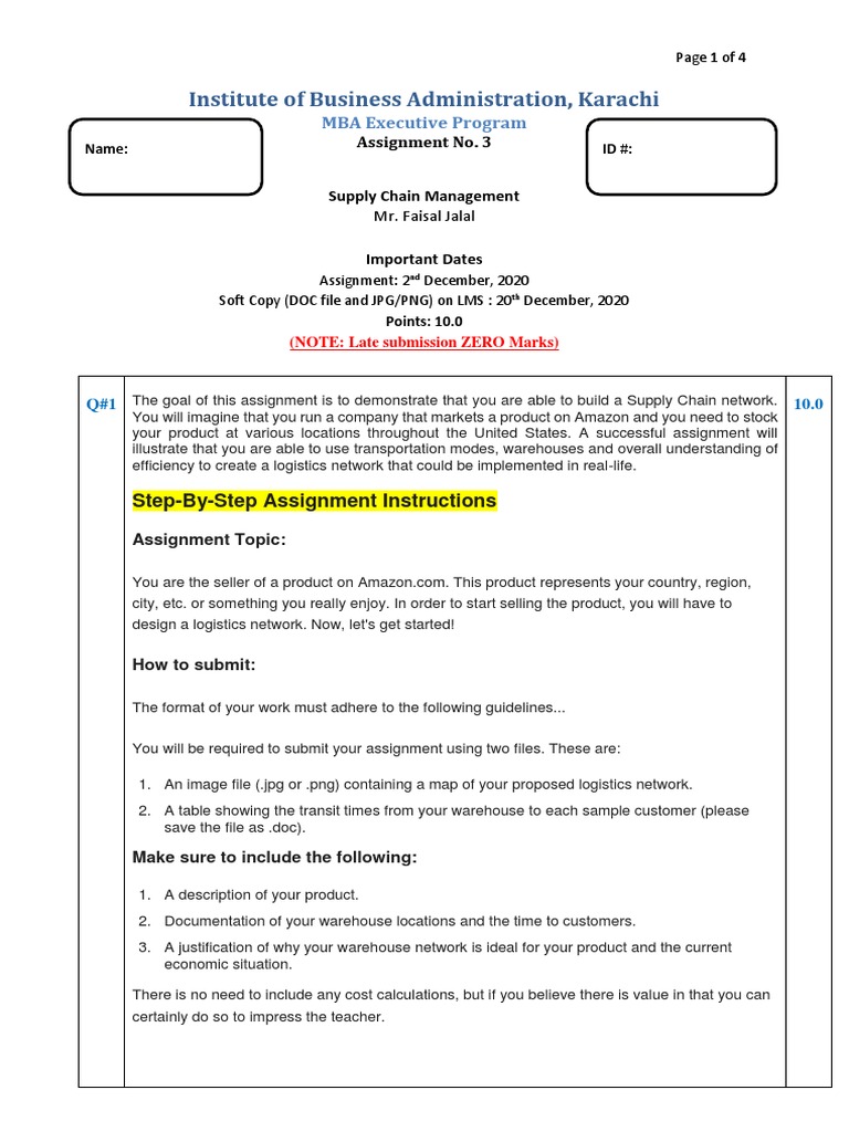 Logistics Network Assignment Guide | PDF | Logistics | Warehouse