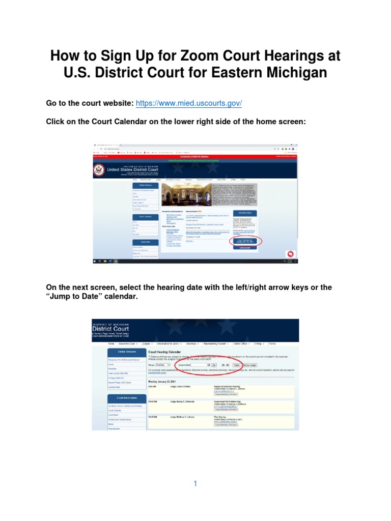 How To Sign Up For Zoom Court Hearings - U.S. District Court For The ...