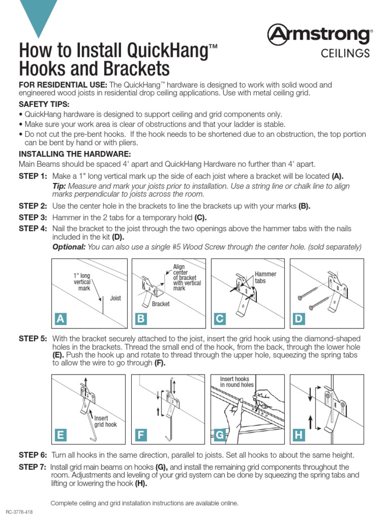 Installation Instructions Quickhang Hooks PDF Ceiling