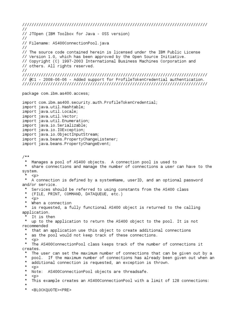 As 400 Connection Pool | PDF | Boolean Data Type | Password