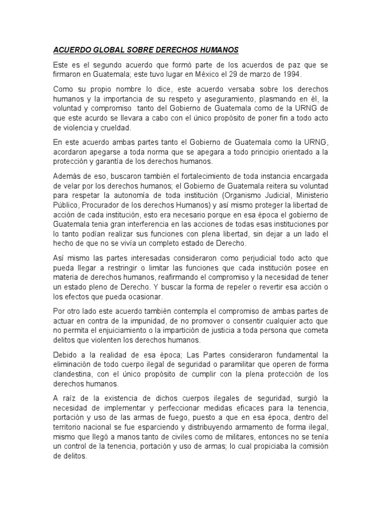 Acuerdo de Derechos Humanos en Guatemala | PDF | Derechos humanos ...