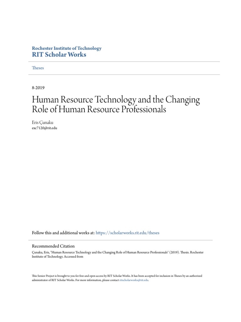 Human Resource Technology and The Changing Role of Human Resource | PDF ...