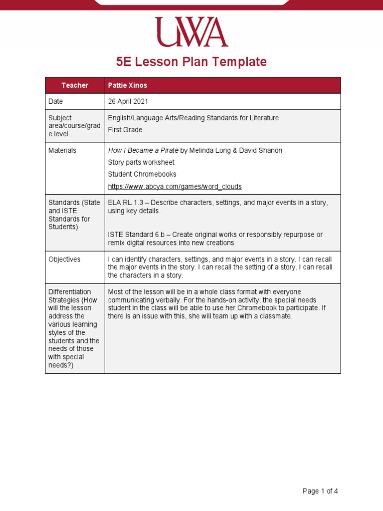 First Grade English 5E Lesson Plan | PDF | Lesson Plan | Human Nature