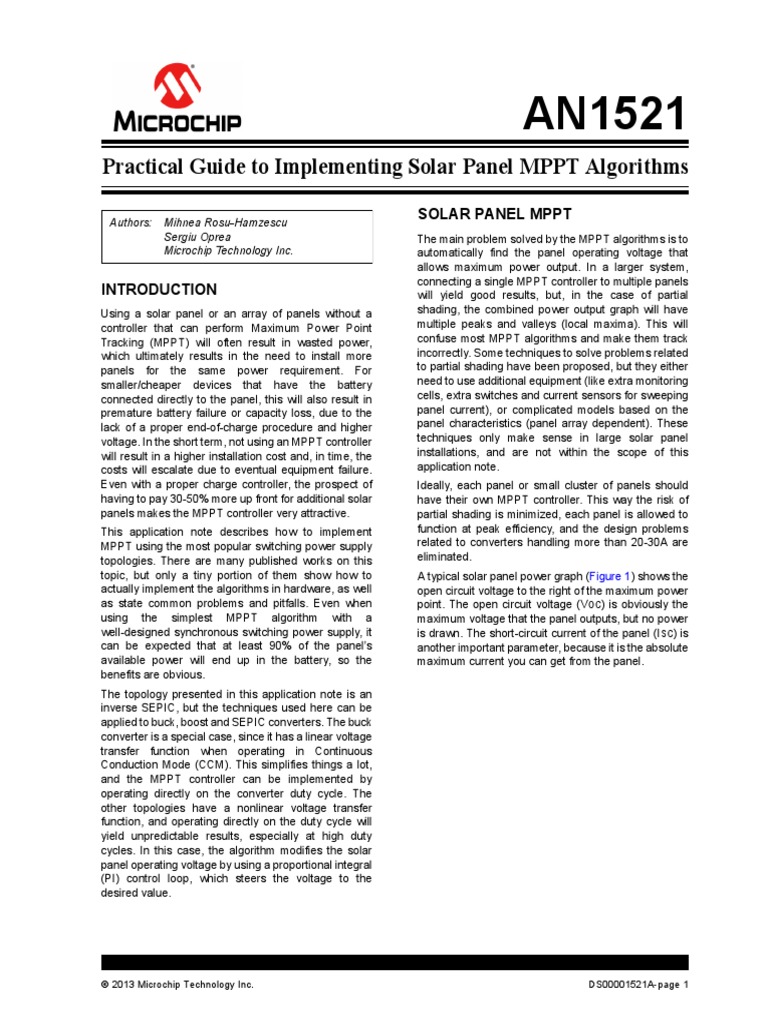 Practical Guide To Implementing Solar Panel MPPT Algorithms | PDF ...