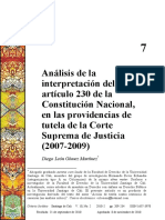 Gómez, D. L. - Análisis de La Interpretación Del Artículo 230 de La Constitución Nacional