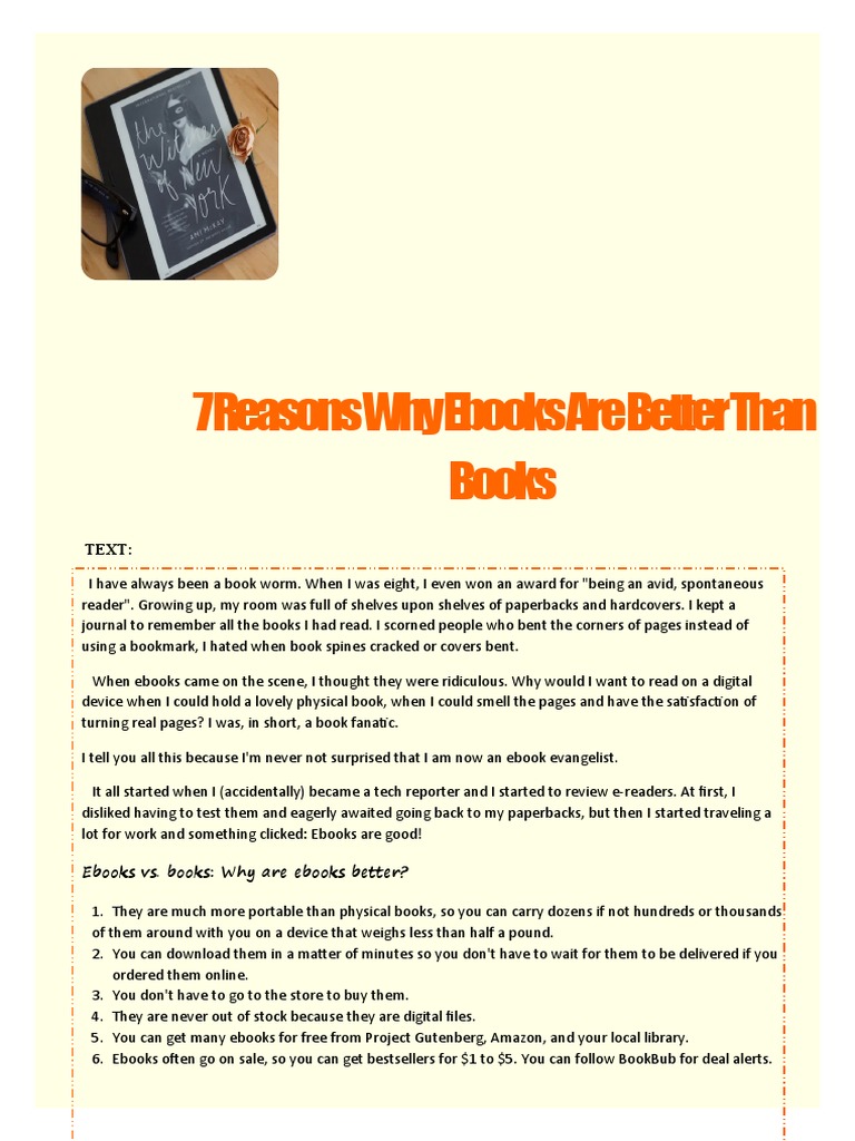 Ebooks vs. Books Why Are Ebooks Better? PDF E Books Books