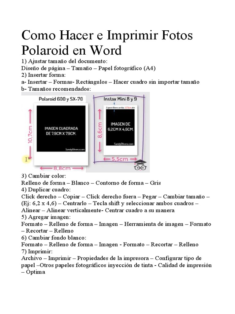 Como Hacer e Imprimir Fotos Polaroid en Word | PDF