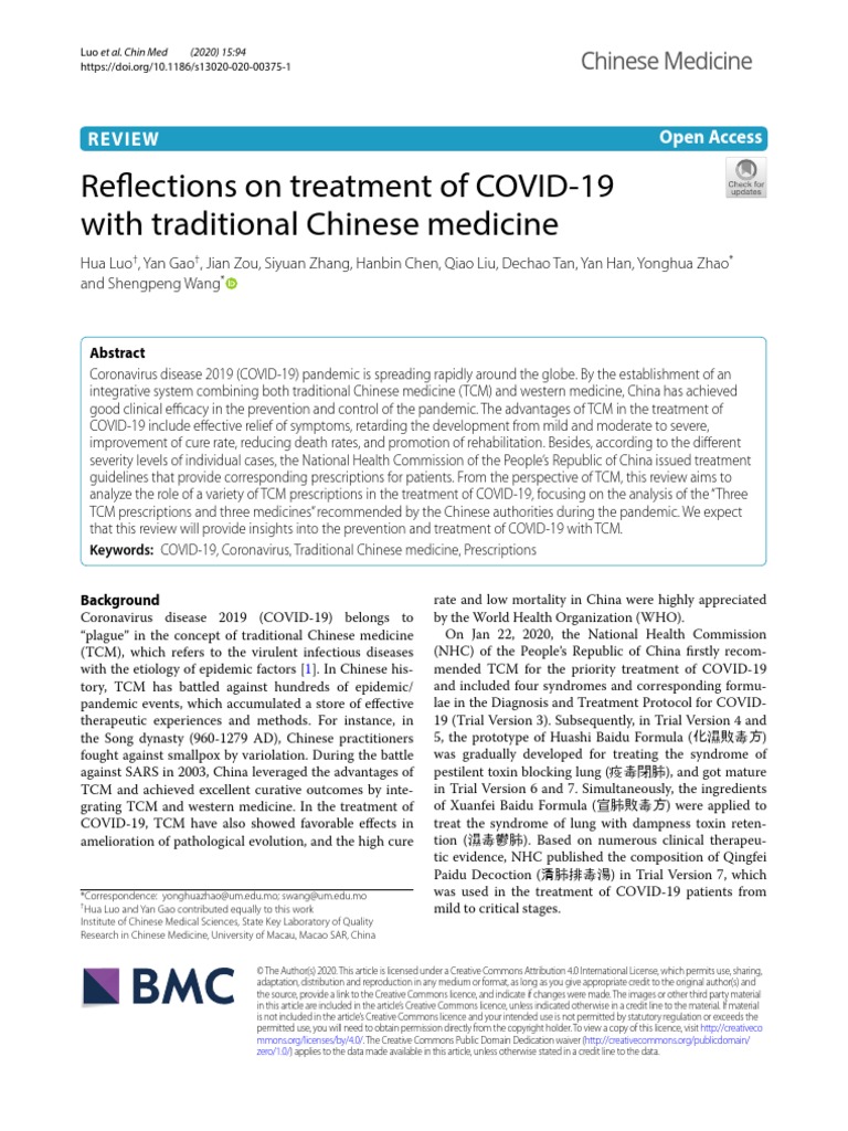 Refections On Treatment of COVID-19 | PDF | Traditional Chinese ...
