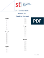 EST I Literacy Test II - Answer key - Reading section