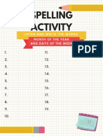 Spelling Activity: Listen and Write The Words: Month of The Year and Days of The Week