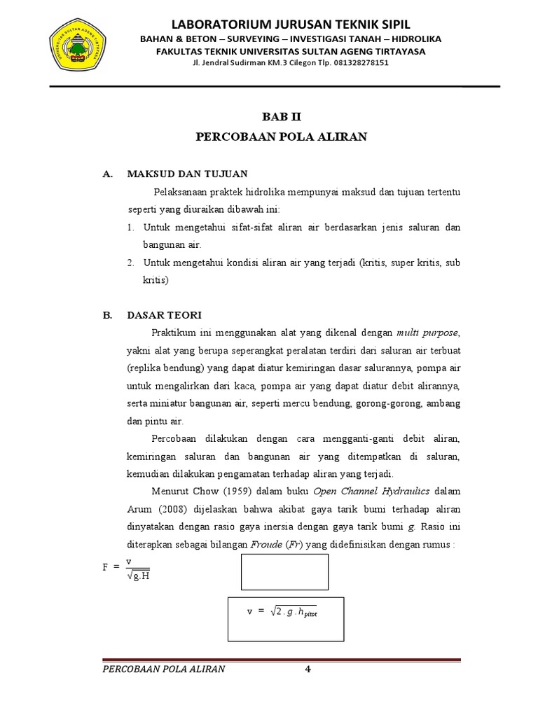 Percobaan Pola Aliran Hidrolika | PDF | Ilmu Sosial | Sains & Matematika