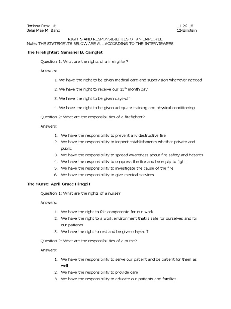Rights and Responsibilities | PDF | Firefighter | Fire Safety