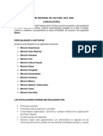 CONVOCATORIA PREMIO NACIONAL DE CULTURA 2020