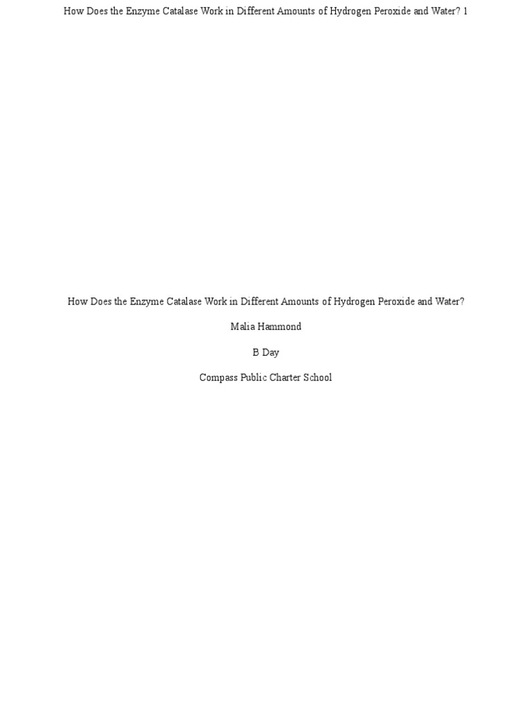 Lab Report PDF Catalase Hydrogen Peroxide