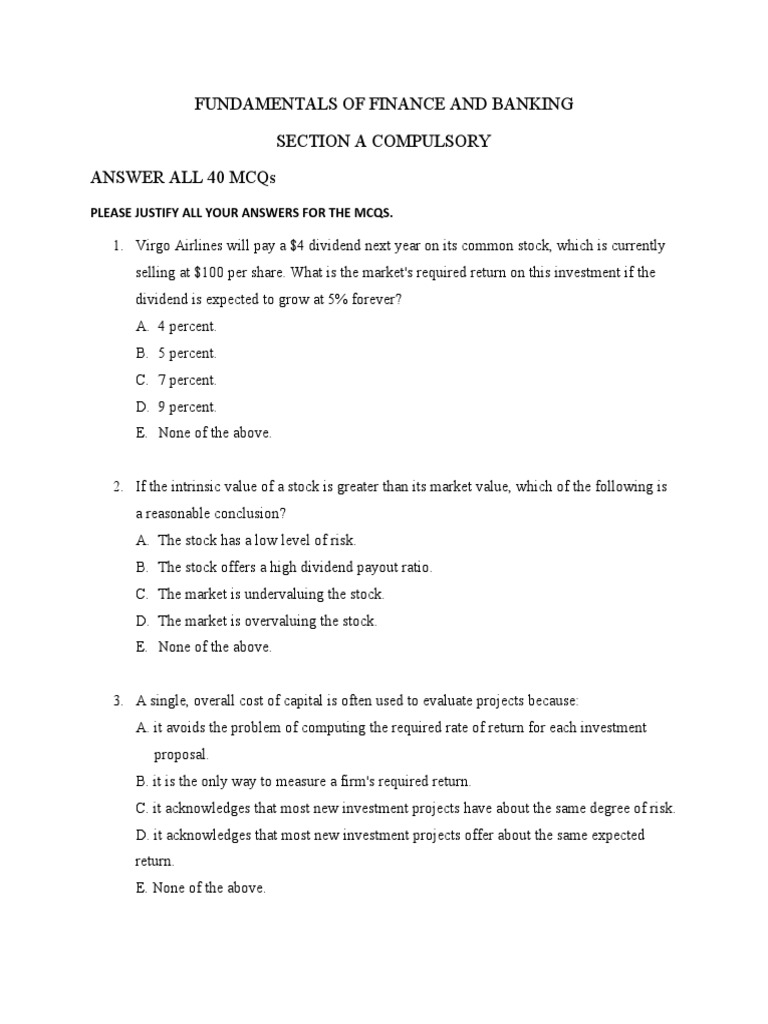 FINANCE AND BANKING Question Paper PDF Bonds (Finance) Net