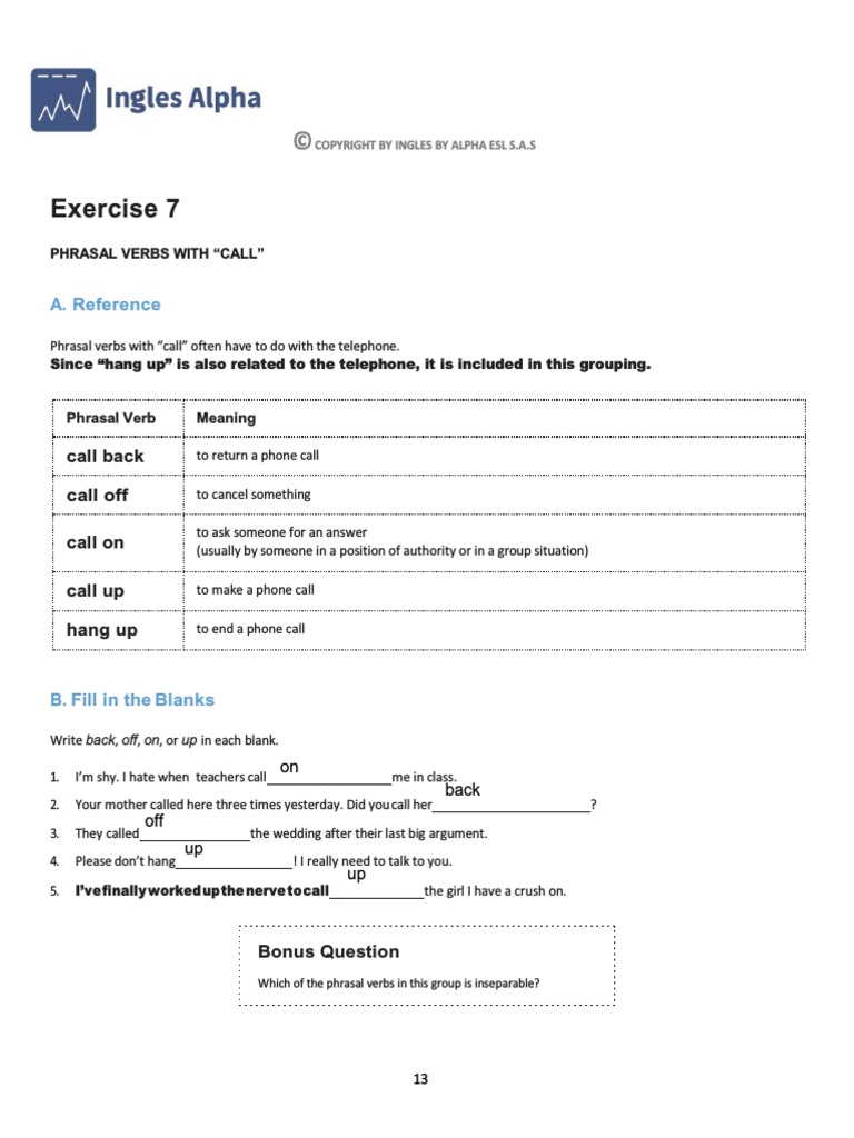 Exercise 7: A. Reference | PDF
