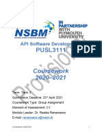 PUSL3111 API Software Development Course Work